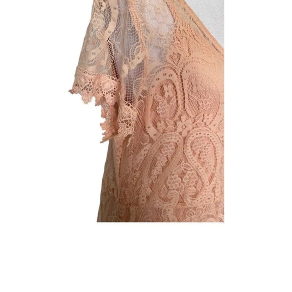 Womens Torrid Peach Lace Button Front Maxi Dress - Picture 2 of 5